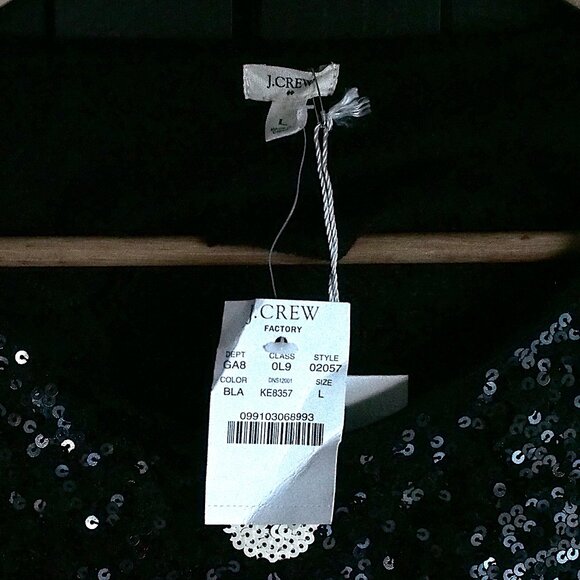 J. Crew Factory | NWT Stunning Polka Dot, Sequin, Short Sleeve Top in Cotton - Picture 3 of 5